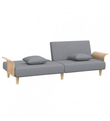 vidaXL Sofa Bed with Armrests Light Gray Fabric