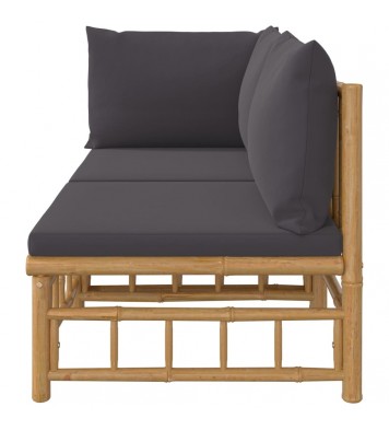 vidaXL 2 Piece Patio Lounge Set with Dark Gray Cushions Bamboo