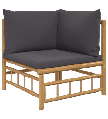 vidaXL 2 Piece Patio Lounge Set with Dark Gray Cushions Bamboo