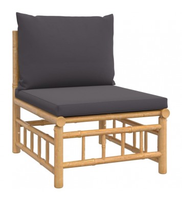 vidaXL 2 Piece Patio Lounge Set with Dark Gray Cushions Bamboo