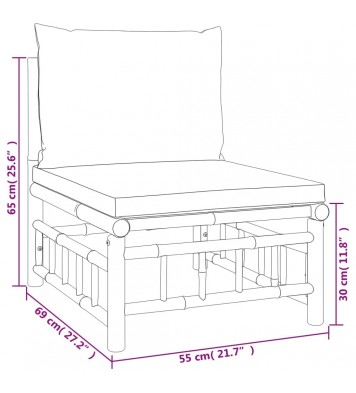 vidaXL 2 Piece Patio Lounge Set with Dark Gray Cushions Bamboo