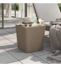 vidaXL Patio Table with Removable Lid Light Brown Polypropylene