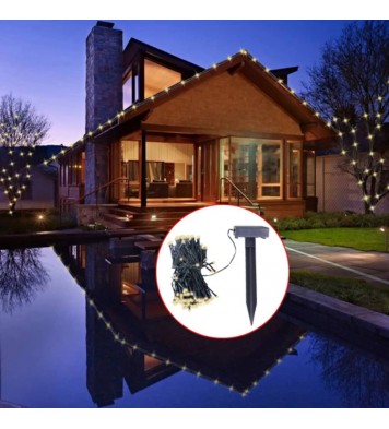 vidaXL LED Solar String Lights Warm White Christmas Decoration