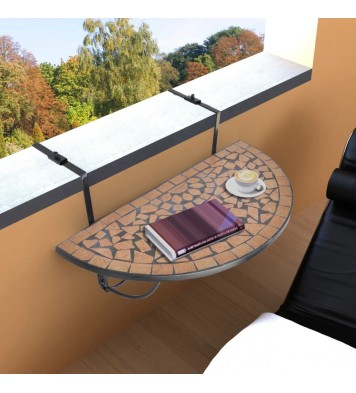 vidaXL Hanging Balcony Table Terracotta Mosaic