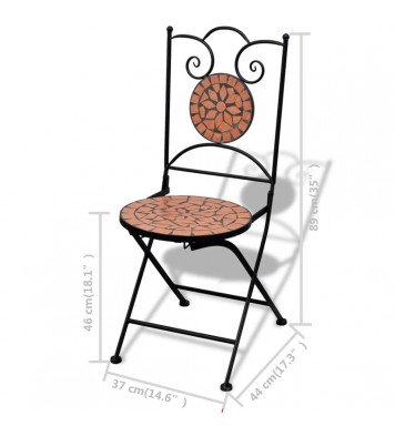 vidaXL Folding Bistro Chairs 2 pcs Ceramic Terracotta