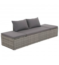 vidaXL Patio Bed Gray 76.8"x23.6" Poly Rattan