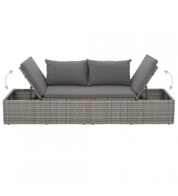 vidaXL Patio Bed Gray 76.8"x23.6" Poly Rattan