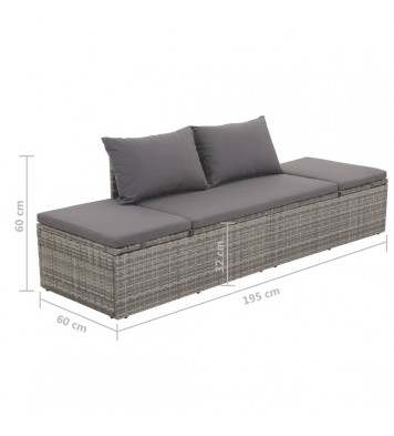 vidaXL Patio Bed Gray 76.8"x23.6" Poly Rattan