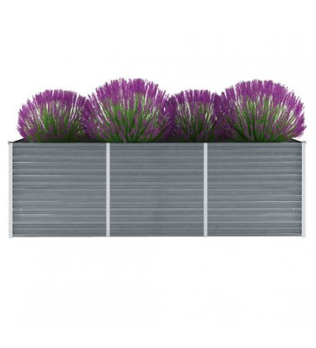 vidaXL Garden Raised Bed Galvanized Steel 94.5"x31.5"x31.3" Gray