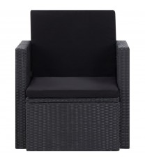 vidaXL Patio Chair with Cushions Poly Rattan Black