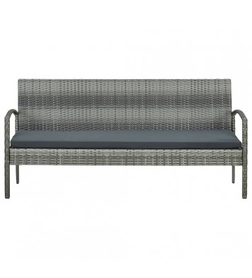 vidaXL 3-Seater Patio Sofa with Cushion Gray Poly Rattan