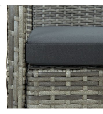 vidaXL 3-Seater Patio Sofa with Cushion Gray Poly Rattan