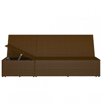 vidaXL Convertible Sun Bed with Cushion Poly Rattan Brown