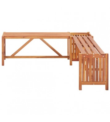 vidaXL Patio Corner Bench with Planter 46"x46"x15.7" Solid Acacia Wood