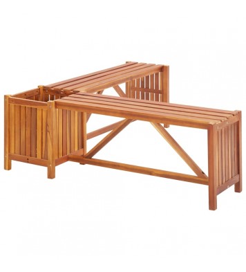 vidaXL Patio Corner Bench with Planter 46"x46"x15.7" Solid Acacia Wood