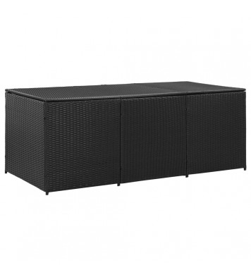 vidaXL Patio Storage Box Poly Rattan 70.9"x35.4"x27.6" Black