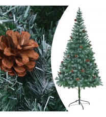 vidaXL Artificial Christmas Tree with Pinecones 7 ft