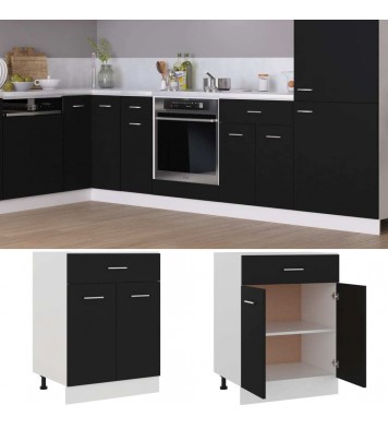 vidaXL Drawer Bottom Cabinet Black 23.6"x18.1"x32.1" Engineered Wood