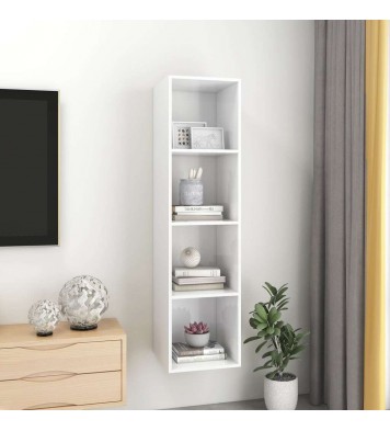 vidaXL Wall-mounted TV Stand High Gloss White 14.6"x14.6"x56.1" Engineered Wood