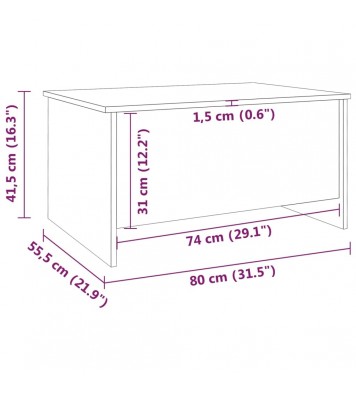 vidaXL Coffee Table White 31.5"x21.9"x16.3" Engineered Wood