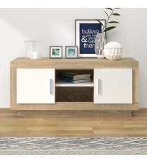 vidaXL TV Stand White and Sonoma Oak 40.2"x13.8"x17.7" Engineered Wood