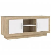 vidaXL TV Stand White and Sonoma Oak 40.2"x13.8"x17.7" Engineered Wood