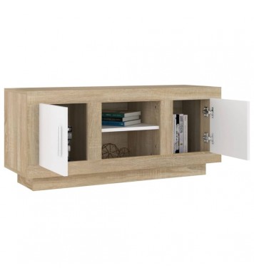 vidaXL TV Stand White and Sonoma Oak 40.2"x13.8"x17.7" Engineered Wood