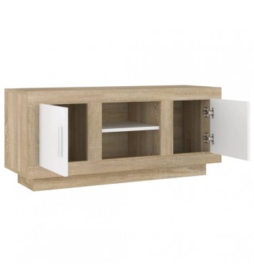 vidaXL TV Stand White and Sonoma Oak 40.2"x13.8"x17.7" Engineered Wood