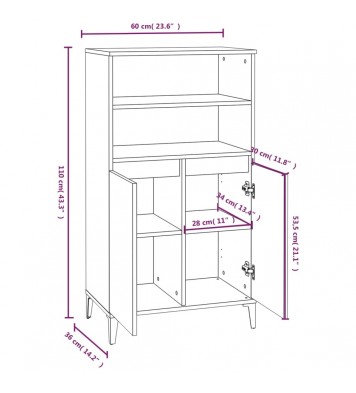 vidaXL Highboard Black 23.6"x14.2"x43.3" Engineered Wood