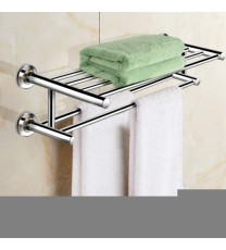 24 Inch Wall Mounted Stainless Steel Towel Storage Rack with 2 Storage Tier