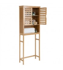 Bamboo Over The Toilet Storage Cabinet Bathroom with Adjustable Shelf-Natural