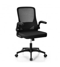 Swivel Mesh Office Chair with Foldable Backrest and Flip-Up Arms-Black