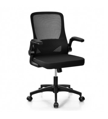 Swivel Mesh Office Chair with Foldable Backrest and Flip-Up Arms-Black