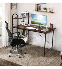 48-Inch Reversible Computer Desk with Storage Shelf-Rustic Brown