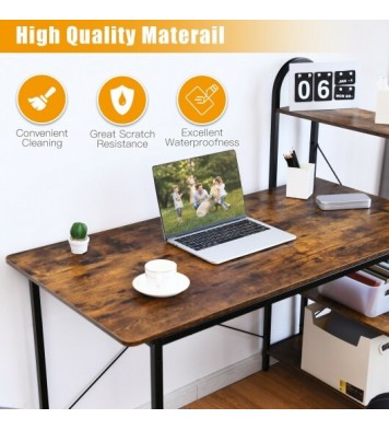 48-Inch Reversible Computer Desk with Storage Shelf-Rustic Brown