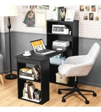 Computer Desk Writing Workstation Office with 6-Tier Storage Shelves-Black