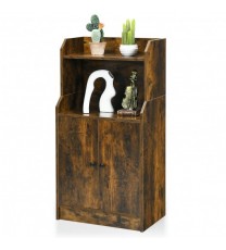 Storage Cabinet Bookcase with Doors and Display Shelf-Rustic Brown