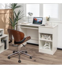 Wooden Computer Desk with CPU Stand-White