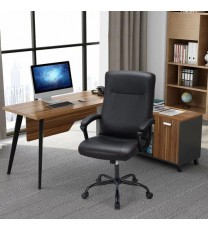 Upholstered Executive Computer Desk Chair with Ergonomic High Back-Black