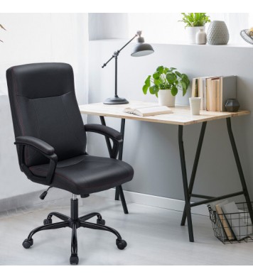 Upholstered Executive Computer Desk Chair with Ergonomic High Back-Black