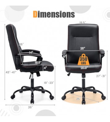 Upholstered Executive Computer Desk Chair with Ergonomic High Back-Black