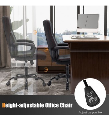 Upholstered Executive Computer Desk Chair with Ergonomic High Back-Black