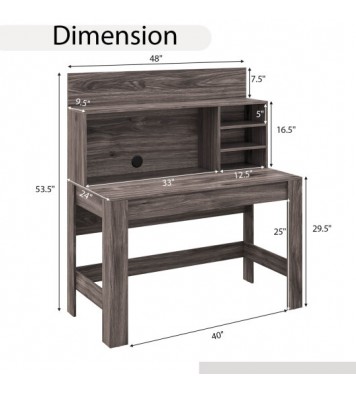 48 Inch Writing Computer Desk with Anti-Tipping Kits and Cable Management Hole-White