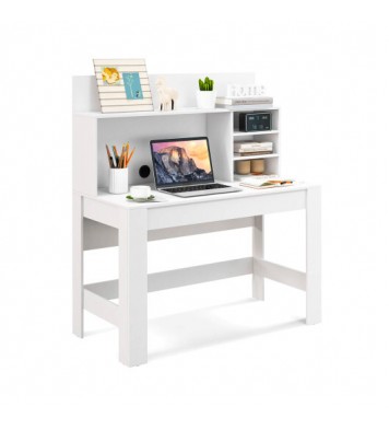 48 Inch Writing Computer Desk with Anti-Tipping Kits and Cable Management Hole-White