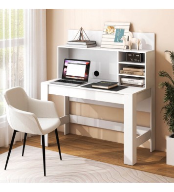 48 Inch Writing Computer Desk with Anti-Tipping Kits and Cable Management Hole-White