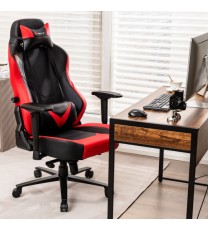 360?° Swivel Computer Chair with Casters for Office Bedroom-Red