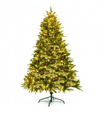 6.5 Feet Pre-lit Snow Flocked Hinged Artificial Christmas Tree