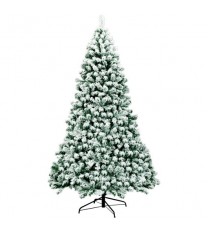 7.5 Feet Pre-Lit Premium Snow Flocked Hinged Artificial Christmas Tree with 550 Lights