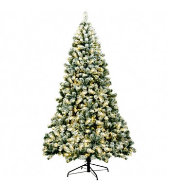 7.5 Feet Pre-Lit Premium Snow Flocked Hinged Artificial Christmas Tree with 550 Lights