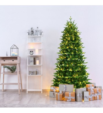 Realistic Pre-Lit Hinged Christmas Tree with Lights and Foot Switch-8'